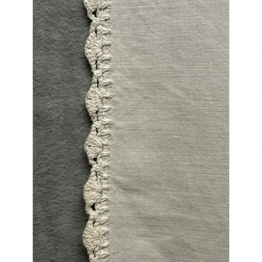 Vintage Cotton Doily Crochet Lace Trim Off White Table Runner Oval 33